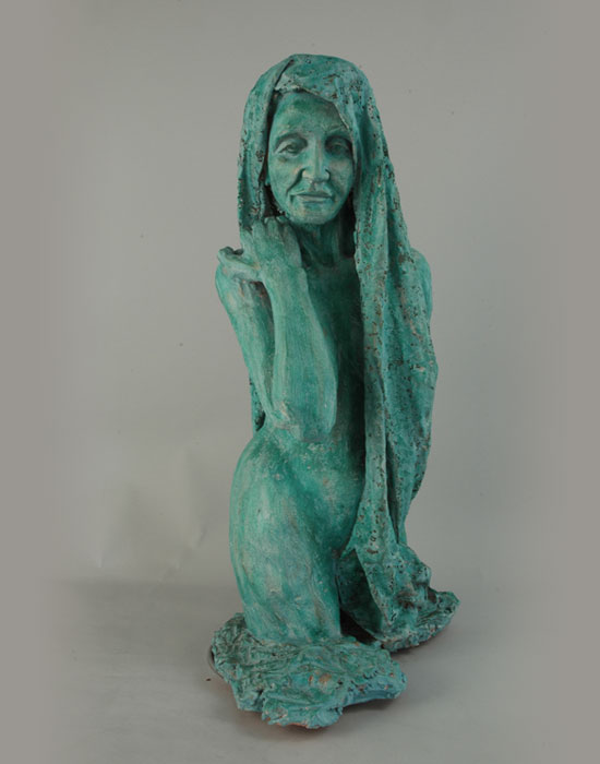 Apres le Bain fired clay sculpture by David Varnau