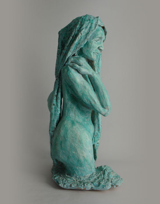 Apres le Bain fired clay sculpture by David Varnau