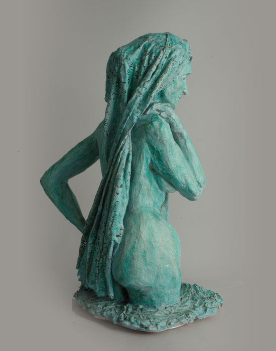 Apres le Bain fired clay sculpture by David Varnau