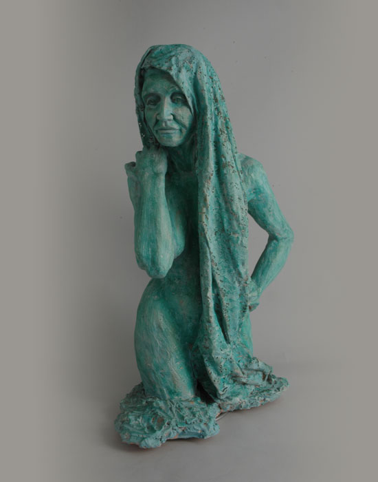 Apres le Bain fired clay sculpture by David Varnau