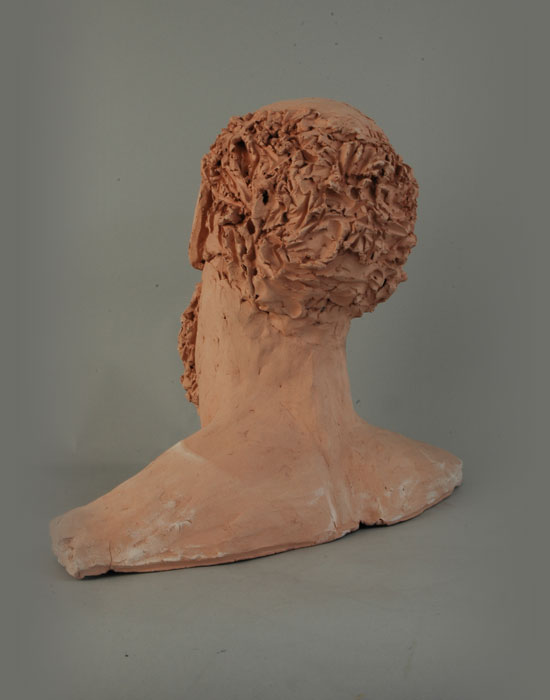 Don Quixote fired clay sculpture by David Varnau