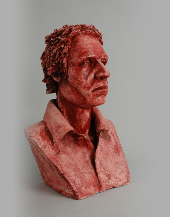 Farmhand fired clay sculpture by David Varnau