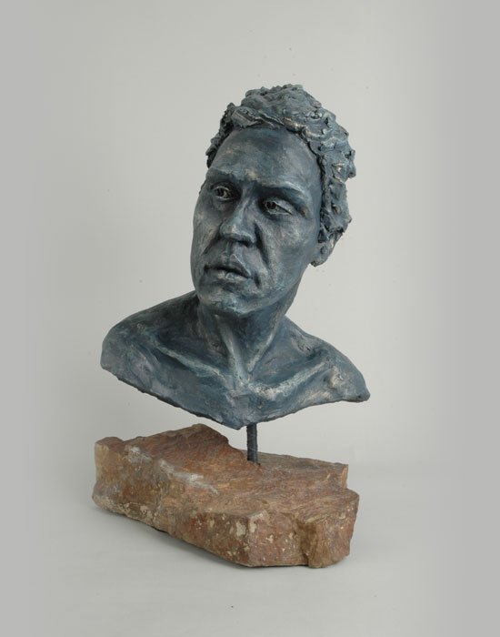 Female Bust fired clay sculpture by David Varnau