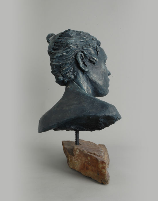 Female Bust fired clay sculpture by David Varnau