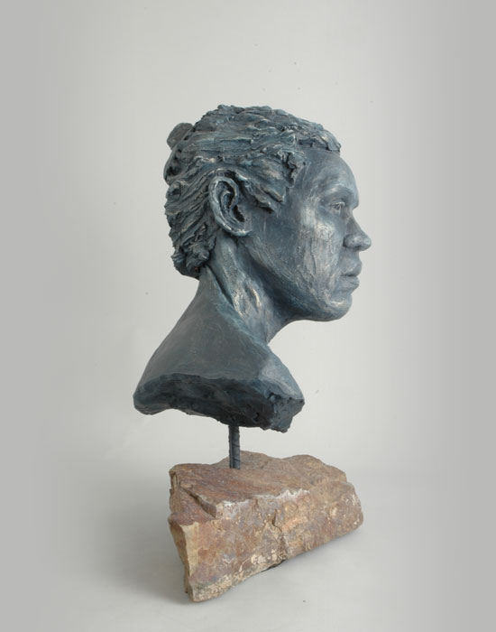 Female Bust fired clay sculpture by David Varnau
