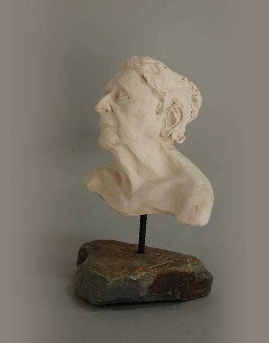 Grandma fired clay sculpture by David Varnau