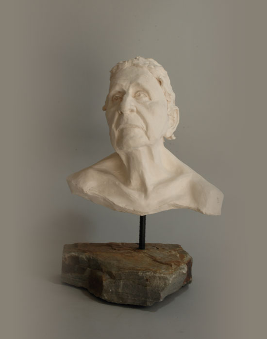 Grandma fired clay sculpture by David Varnau