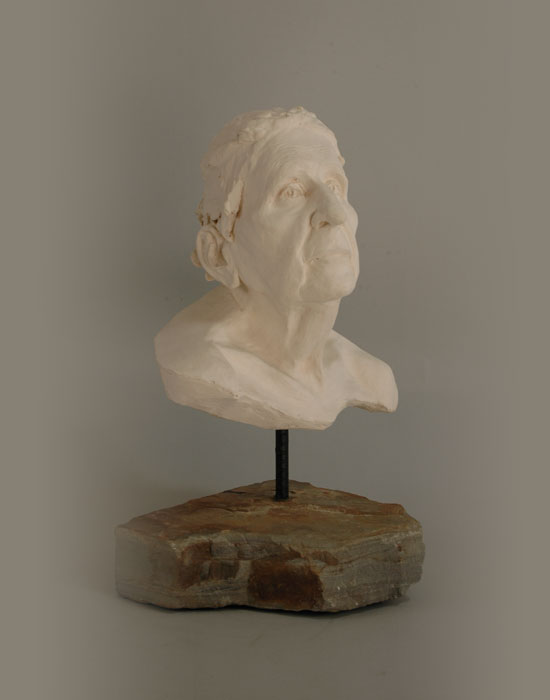 Grandma fired clay sculpture by David Varnau