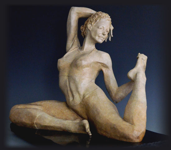 Hot Yoga bronze sculpture by David Varnau