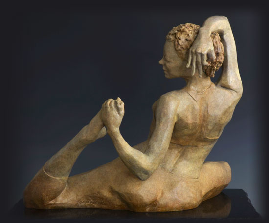 Hot Yoga bronze sculpture by David Varnau