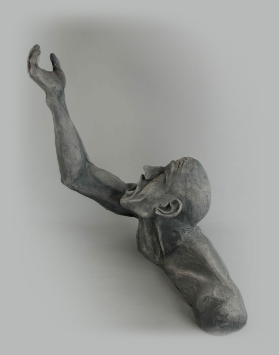 Job fired clay sculpture by David Varnau