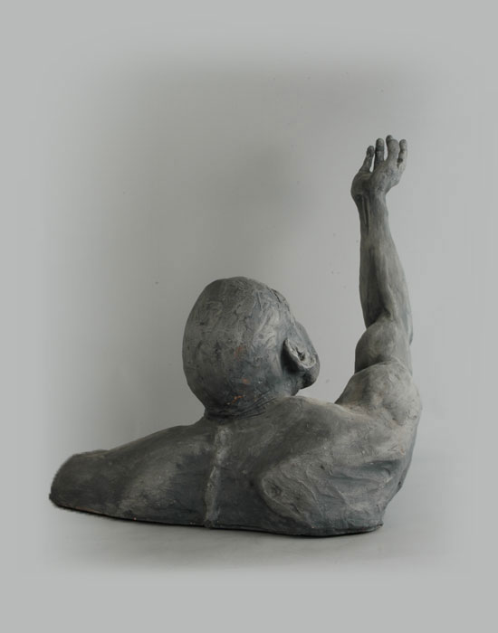 Job fired clay sculpture by David Varnau