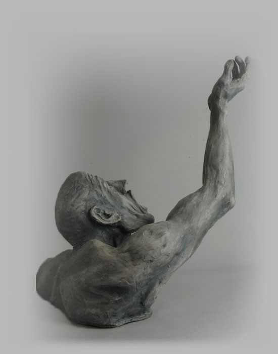 Job fired clay sculpture by David Varnau