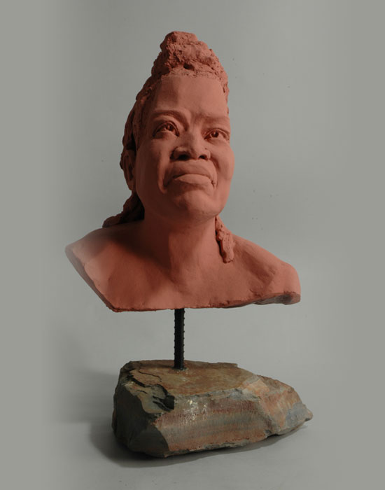 Kibibi fired clay sculpture by David Varnau