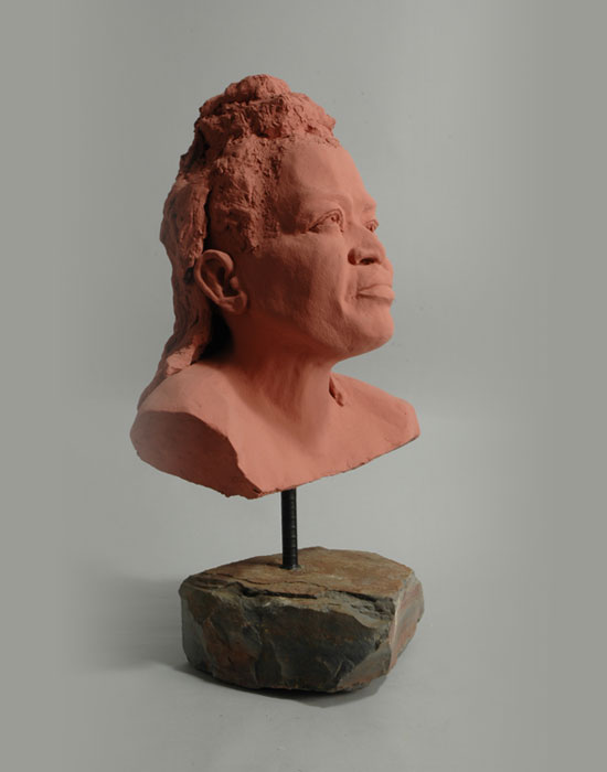 Kibibi fired clay sculpture by David Varnau