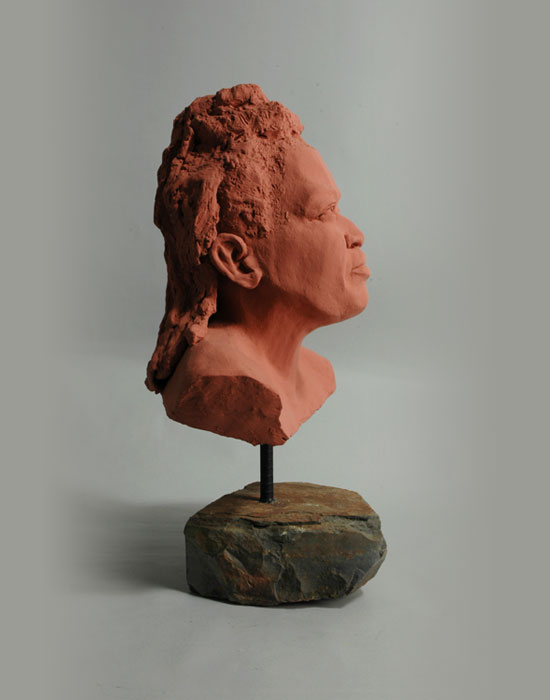 Kibibi fired clay sculpture by David Varnau
