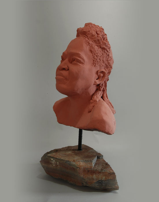 Kibibi fired clay sculpture by David Varnau
