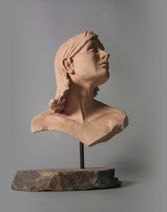 Kristiana fired clay sculpture by David Varnau