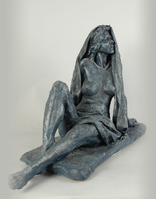 La Puta Vecchia fired clay sculpture by David Varnau