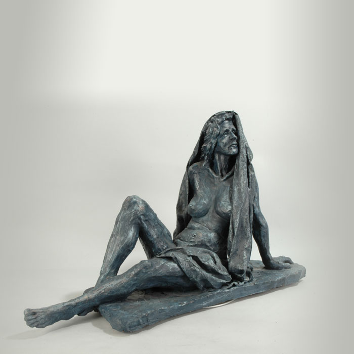 La Puta Vecchia fired clay sculpture by David Varnau