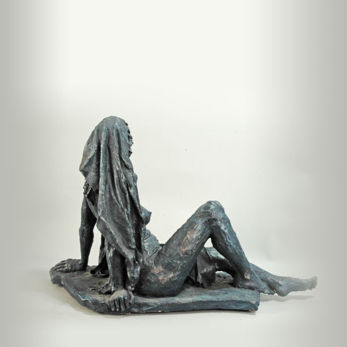 La Puta Vecchia fired clay sculpture by David Varnau
