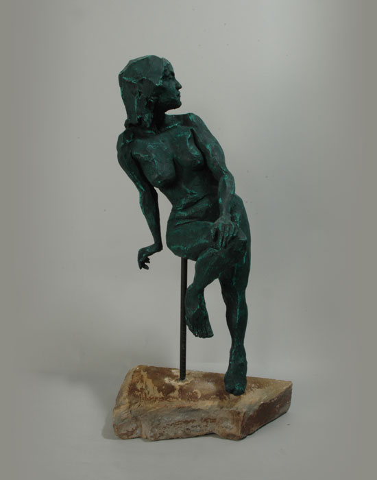Seated Nude fired clay sculpture by David Varnau