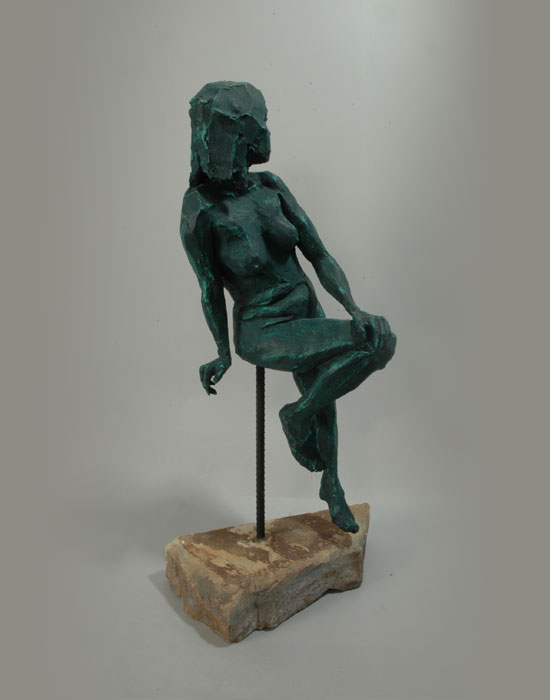 Seated Nude fired clay sculpture by David Varnau