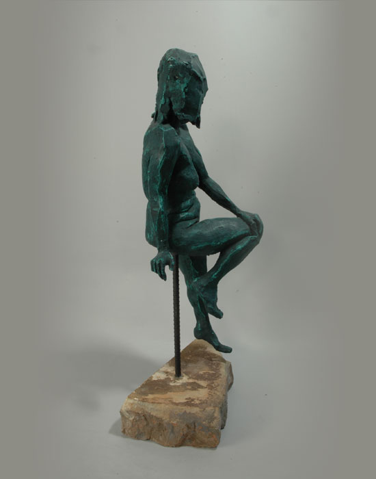 Seated Nude fired clay sculpture by David Varnau
