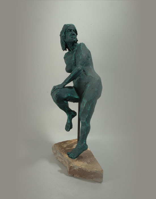 Seated Nude fired clay sculpture by David Varnau