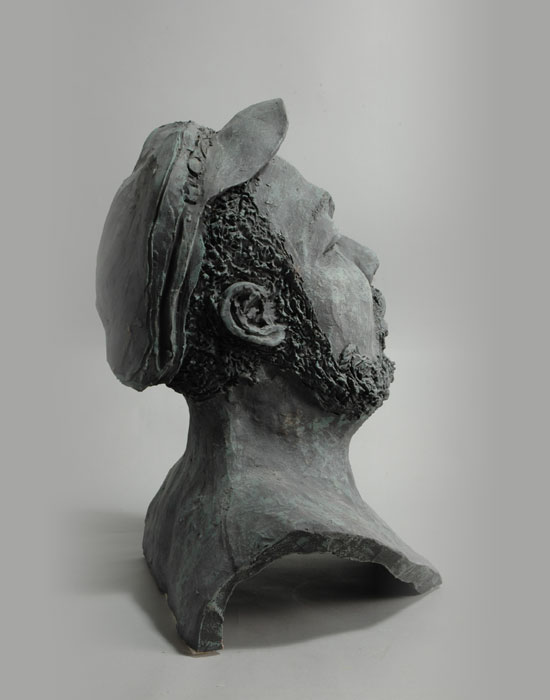 Shrimper Joe fired clay sculpture by David Varnau