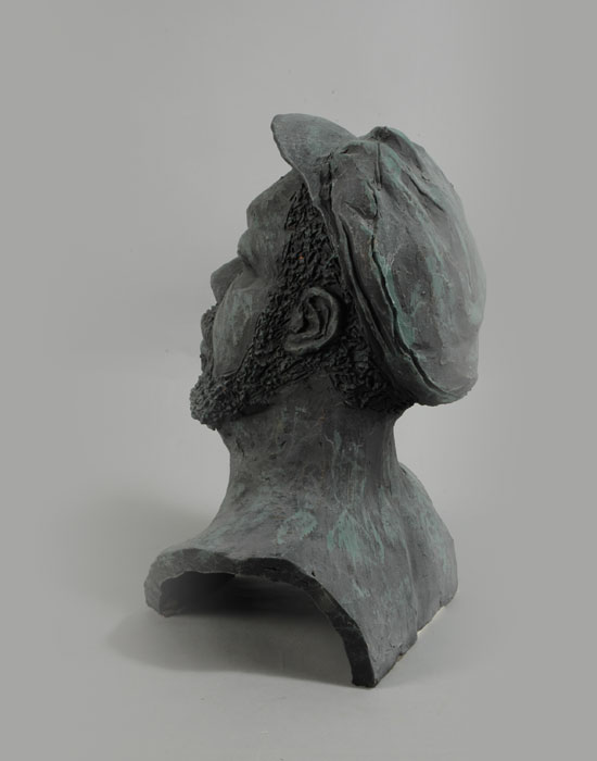 Shrimper Joe fired clay sculpture by David Varnau