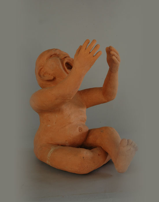 The Cry fired clay sculpture by David Varnau