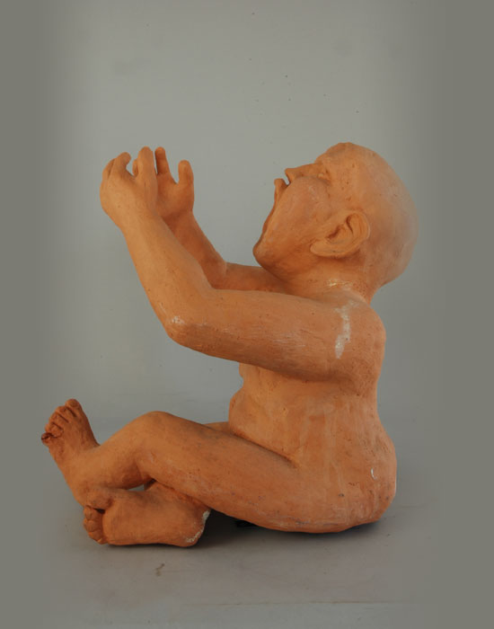 The Cry fired clay sculpture by David Varnau