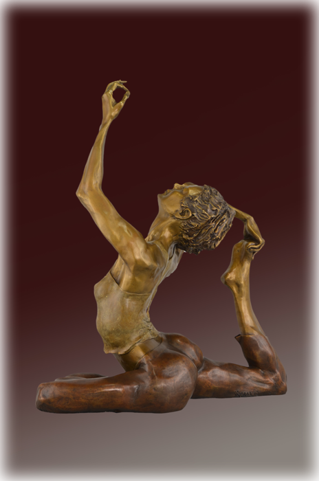 Yoga Bliss bronze sculpture by David Varnau