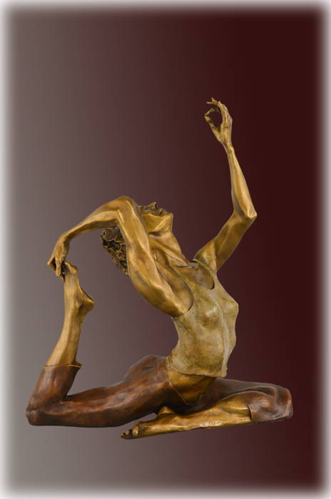 Yoga Bliss bronze sculpture by David Varnau